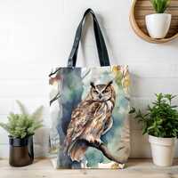 Owl Forest Decor Tote, Boho Tote, Nature Tote, Owl Tote Bag,  Boho Chic Decor, Owl Lover Gift, Cotta