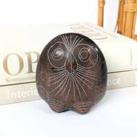 Vintage Oaxaca Barro Negro Owl Figurine, Mexican Folk Art Pottery