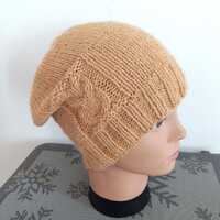 Wool Blend Beanie with owl: beanie for girls, winter girl hat, owl lovers hat