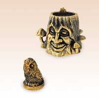 Collectible handmade bronze Sewing thimble: Owl stump with magnet