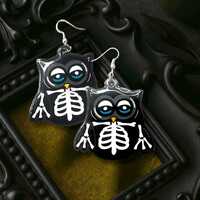 Skeleton Owl Dangle Earrings – Gothic Handmade Jewelry