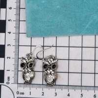 Vintage 925 Silver Owl Drop Earrings