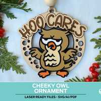 Cheeky Owl "HOO CARES" Ornament - Laser Ready Files - All Lasers
