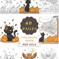 Black Cat Halloween Coloring Book for Kids: Owls & Pumpkins (PDF)