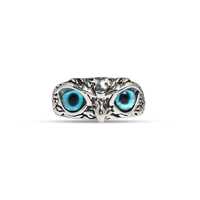 Owl Ring, Fengshui Owl Protection Ring Amulet, Unisex Demon Eye Owl Ring, Woodland Animal Jewelry, G