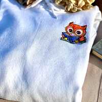 Embroidered Reading Hoodie, Owl Hoodie, Bookish Merch, Booktrovert, Book Lover Gift, Reader Hoodie, 