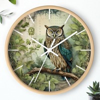 Mystical Forest Owl Wall Clock, Nature Inspired Woodland Decor