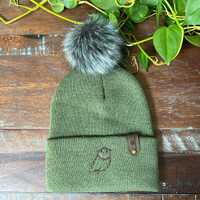 Hand Embroidered Winter Hat: Minimalist Owl Design, Custom Colors