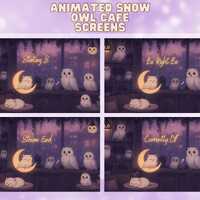 Snow Owl Cafe animated Twitch Screens | Cozy Owl Package | Animated Twitch Overlay | Stream Paket |