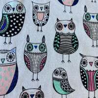 Owl Cotton Knit Fabric. Owl Fabric. Quality Stretchy Knit. Children's Clothing Fabric. Pajama Fa