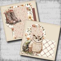 Spelling Autumn Owl NPM - 2 Premade Scrapbook Pages - EZ Layout 25-735