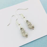 Dainty Owl Earrings, Forest Creature woodland gift for her, animal jewellery, female teacher gift, n