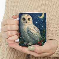 Snowy Owl Mug: Van Gogh Starry Night Winter Coffee Cup