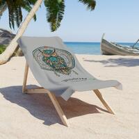 Owl Dreamcatcher Beach Towel: Sacred Geometry Boho Design