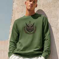 Athena Owl Symbol Men’s Sweatshirt, Wisdom and Strength Graphic Crewneck, Gift for Him, Mens S