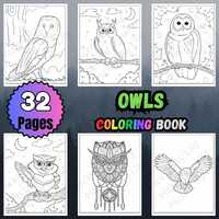 Owls Coloring Book: 32 Pages Kids Activity (PDF Download)
