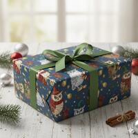 Magical Owl Christmas Wrapping Paper | Wizard Holiday Gift Wrap | Enchanted Snowy Owl