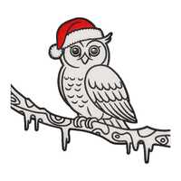 Christmas Owl Embroidery Design: Santa Hat, Winter Applique (Instant Download)