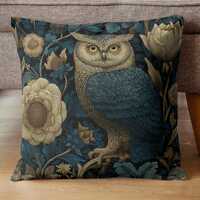 Decorative Owl Pillow, Cozy Home Decor, Nature Lover Gift, Unique Throw Pillow, Floral Accent Cushio