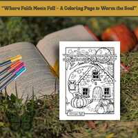 Cozy Cottage Owl Coloring Page | Where Faith Meets Fall Christian Printable Art (Instant Download)