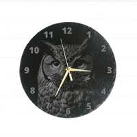 Laser Engraved Owl Slate wall clock - rustic décor