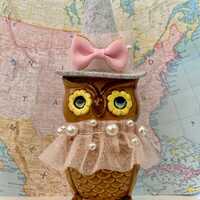 Vintage Retro Witchy Owl Collectible Figurine or Cake Topper