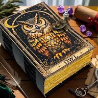 400 Page Owl Grimoire Journal – Blank Book of Shadows | Leather Spell Book of Wisdom | Handmad