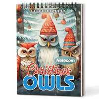 Christmas Owls Coloring Book for Adults – A5 Wooden Hardcover, A4 Paper Hardcover, 30 Festive 