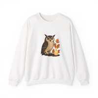Cozy Fall Owl Sweatshirt - Unisex Heavy Blend Crewneck, Pumpkin Spice Vibes, Perfect for Autumn, Hal