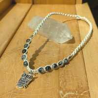Silver Owl Necklace, Owl Necklace, Owl Hemp Necklace, Quartz Bead Necklace, Owl Gift, Quartz Bead Je