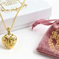 18-carat Gold Finished Owl Moon Heart Pendant White Zircon Necklace Gift Boxed Treasure Bag Pouch