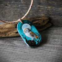Majestic Barn Owl  - Unique fused glass art pendant by FannyD
