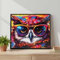 Color Splash Owl with Sunglasses Puzzle - Vibrant Modern Owl Art - Jigsaw for Adults and Teens - Fam