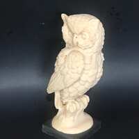 Vintage SANTINI Sculpted Owl Statue Marble and Resin, Audubon Decor Collectable