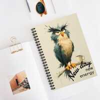 Witty Owl Spiral Notebook - Sip Smile Start, Morning Notebook, Journal for Writers, Gift for Student