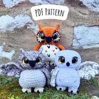 Low Sew Owl Crochet Pattern, Bird Amigurumi Instructions, Crochet Plushie, Halloween Crochet
