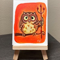 Petite peinture hibou diablotin