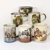 Vintage Otagiri Japan Owl Mug NOS Unused 1970s Stoneware Coffee Cup Cottagecore Woodland Kitchen