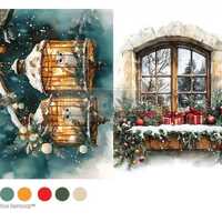 NOEL NIGHT OWL A4 Decoupage Fiber Redesign with Prima holiday deco paper