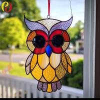 Pattern PDACE529 Stained Glass Owl Pattern &ndash; Colorful Bird Suncatcher Template, DIY Tiffany St