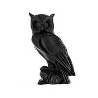 Minerva Owl or Goddess Athena Owl, Handmade Statue, Height 16 cm, Black Color