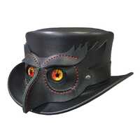Steampunk Handmade Owl Leather Top Hat