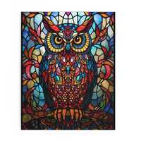 Vibrant Owl Puzzle (120, 252, 500-Piece) | Fun Family Activity, Gift for Animal Lovers, Stained Glas
