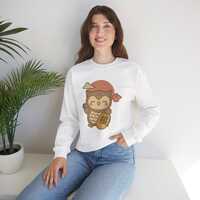 Japanese Lucky Owl Unisex Sweatshirt, Good Luck Symbol, Original Design, Japan Gift, Fortune Talisma