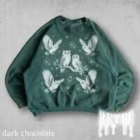 Retro Cute Owl Family Sweatshirt, Vintage 90s Forest Bird Crewneck, Old School Wildlife Graphic Swea