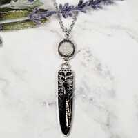 Owl Moon Necklcae, Moonstone, Witchy Jewelry, Celestial, Geometric, Moon, Moon Phases