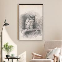 Owl Wall Art: Canvas Print, Animal Poster, Black and White Painting