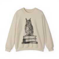 Library Owl Sweatshirt: Mystic Eagle Owl Ink Drawing Crewneck