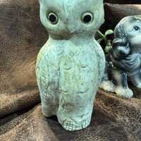 Vintage Folk Art Crushed Oyster Shell Owl Figurine