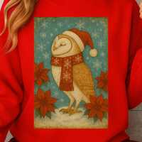 Owl Christmas Sweatshirt Winter Wildlife Sweater Woodland Animal Holiday Jumper Floral Hoodie Pullov